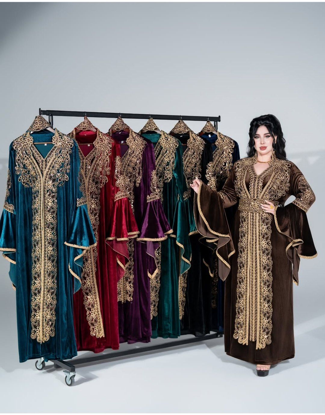 لباس مجلسی زنانه قفطان مغربی مخمل،وارداتی